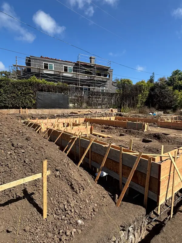 Foundation forms set out for the new single-story home